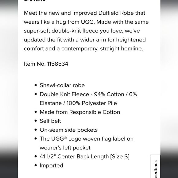 Ugg Duffield Robe- Oatmeal Heather - Picture 7 of 9